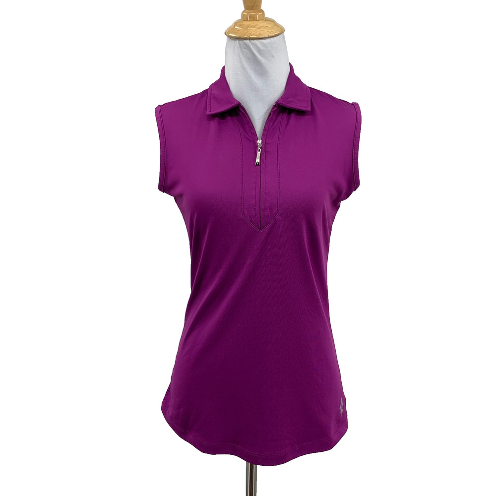 Jofit Shirt Womens XS Extra Small Berry Sleeveless Quarter Zip Polo Top 4 All